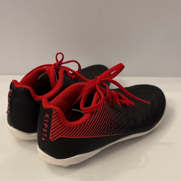 KIPSTA Black Soccer Cleats with Red Accents - US Size 1 - Picture 4 of 8